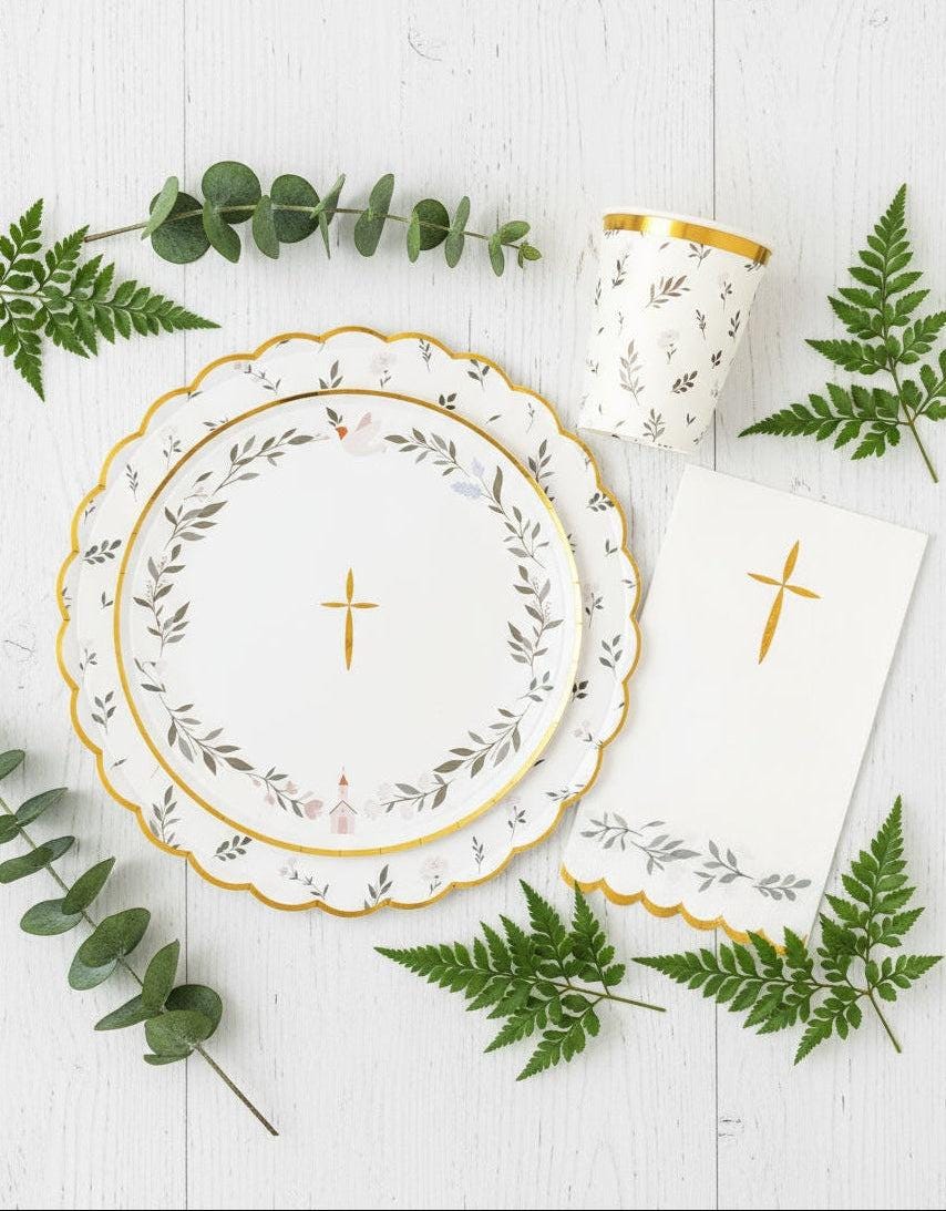 Gold Foil Cross Napkins 16ct - Stesha Party