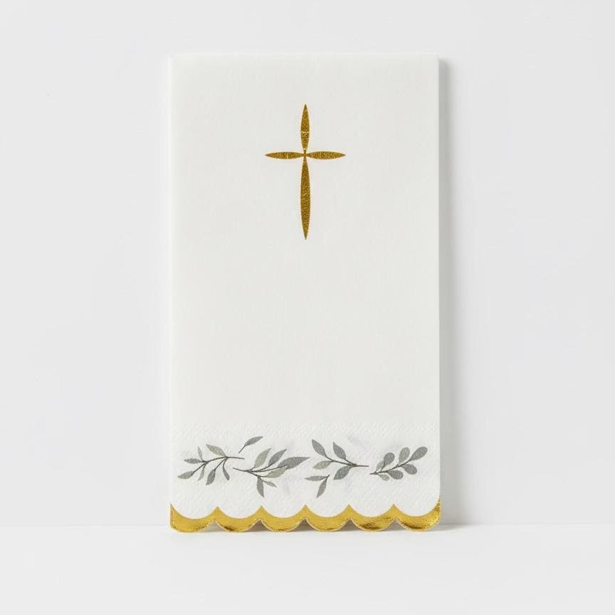 Gold Foil Cross Napkins 16ct - Stesha Party