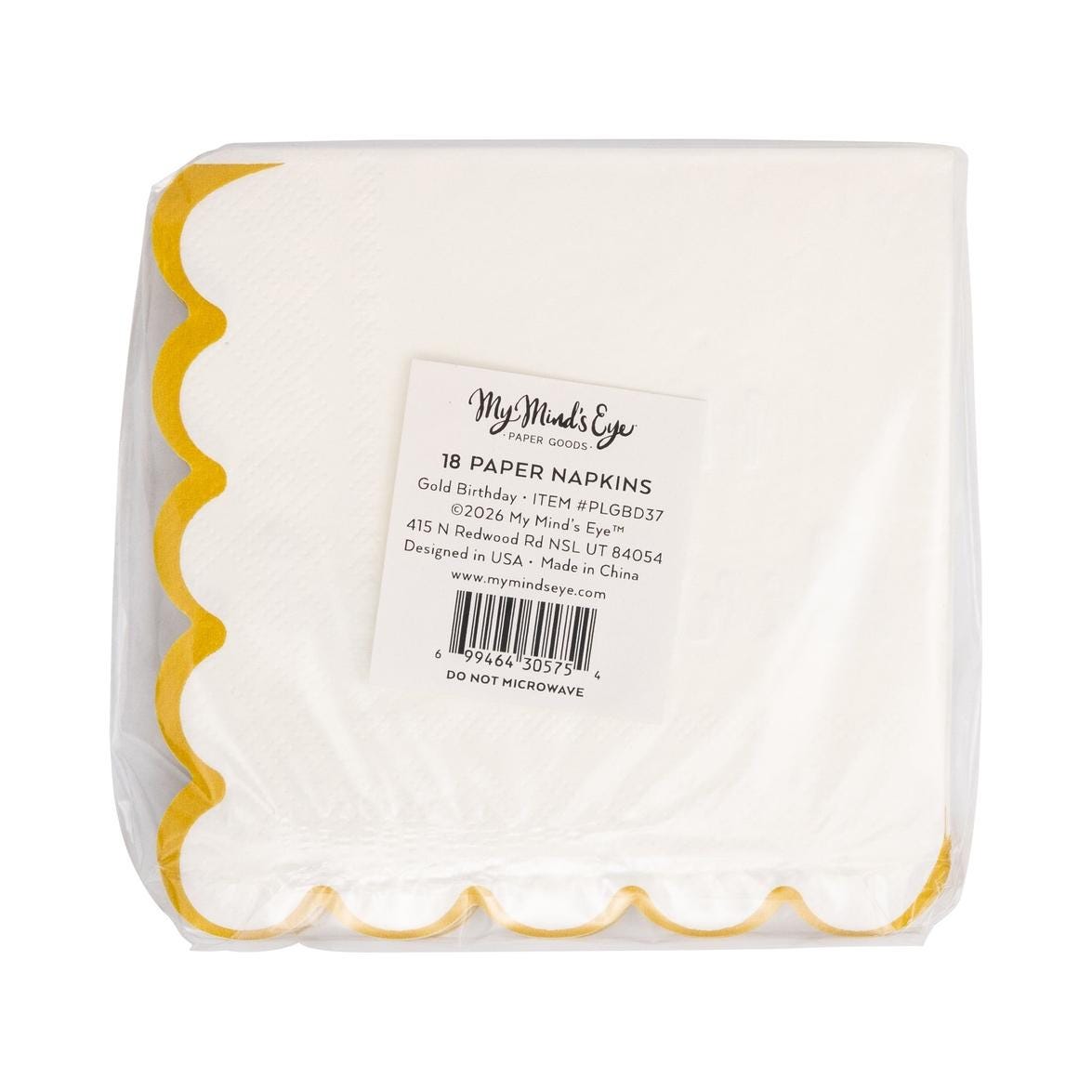 Gold Foil Happy Birthday Napkins 18ct - Stesha Party