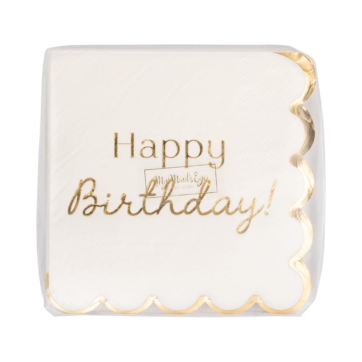 Gold Foil Happy Birthday Napkins 18ct - Stesha Party