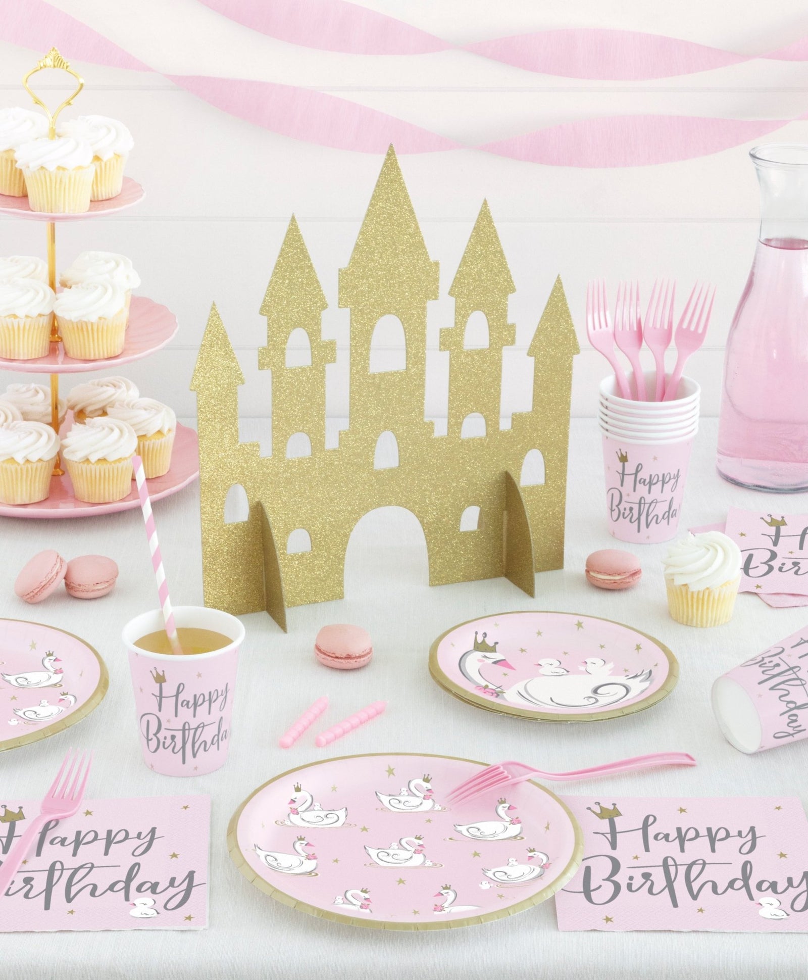 Gold Glitter Princess Party Castle Centerpiece - Stesha Party