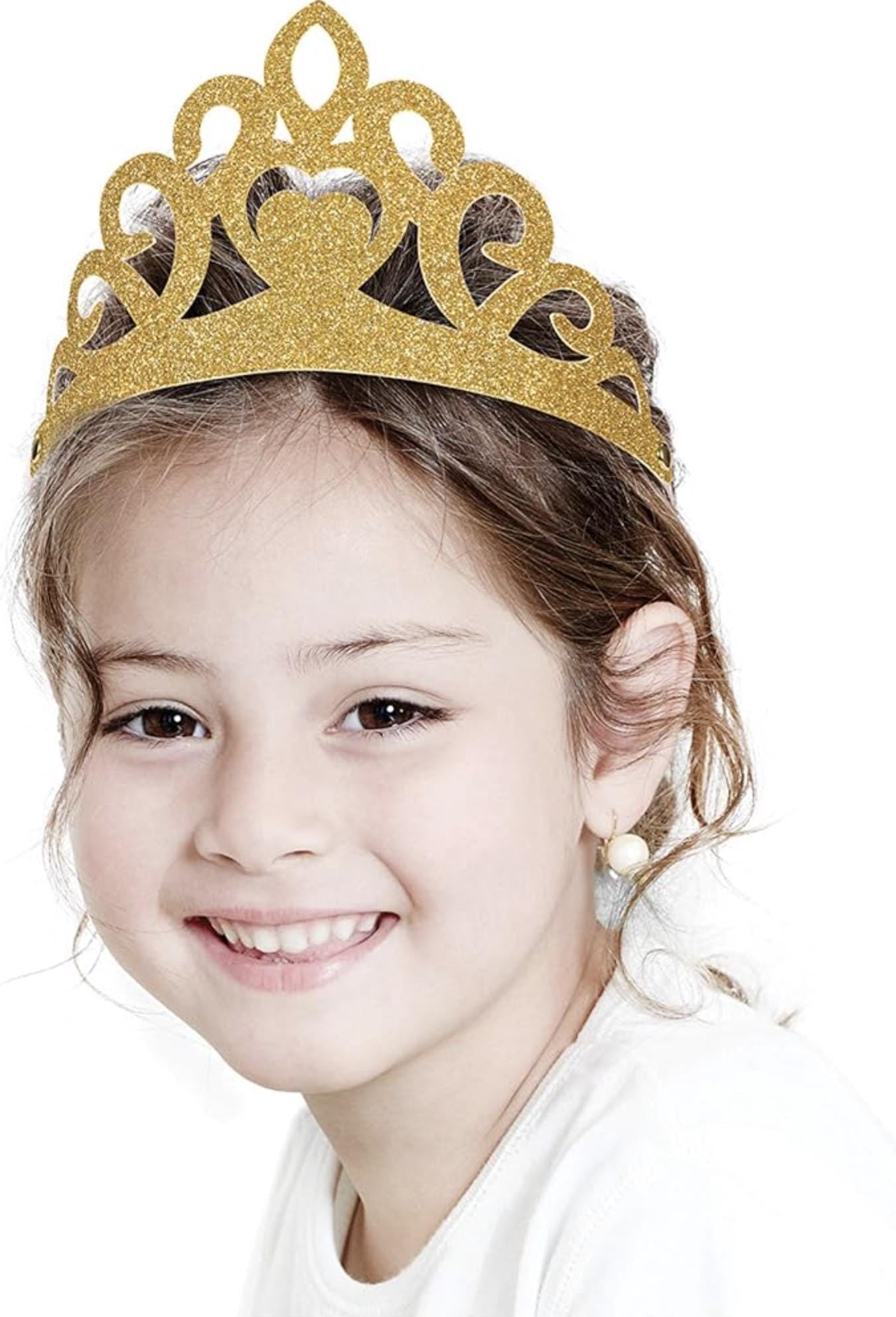 Gold Glitter Princess Tiaras 8ct - Stesha Party