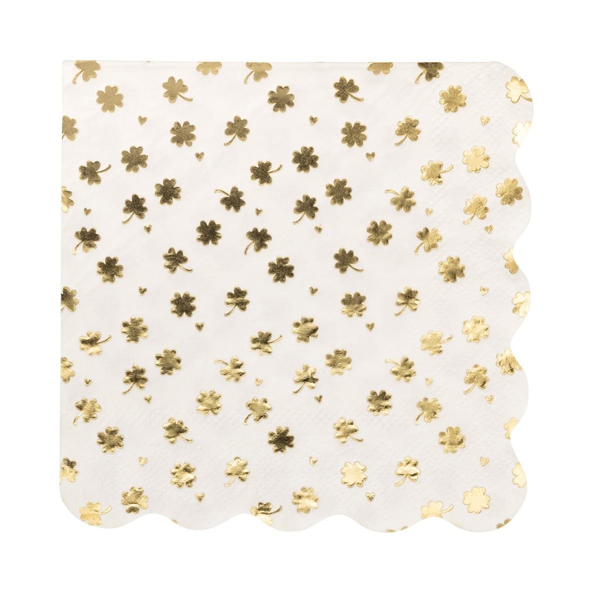 Gold Shamrock Cocktail Napkins 18ct - Stesha Party