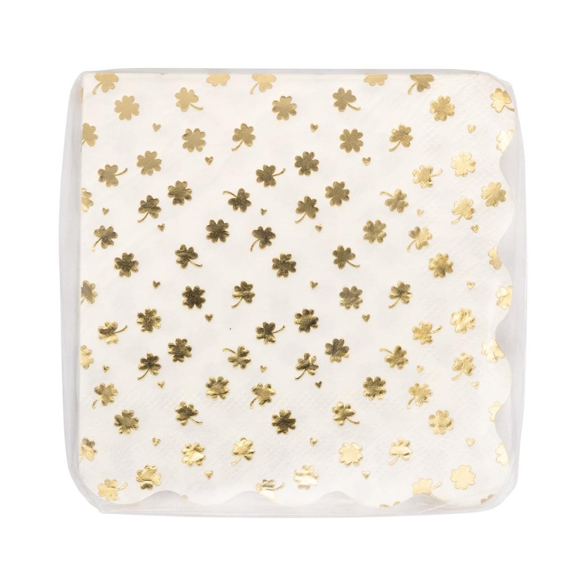 Gold Shamrock Cocktail Napkins 18ct - Stesha Party