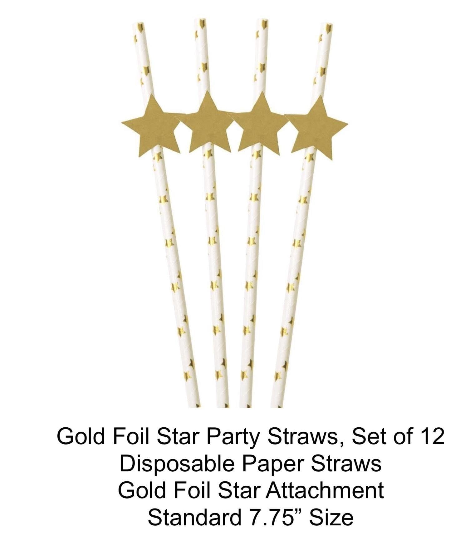 Gold Star Party Straws 12ct - Stesha Party
