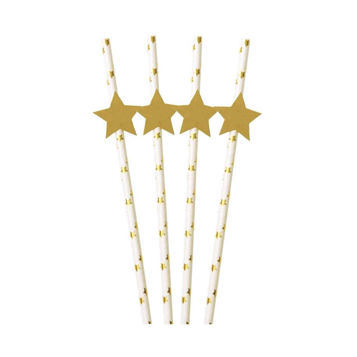 Gold Star Party Straws 12ct - Stesha Party