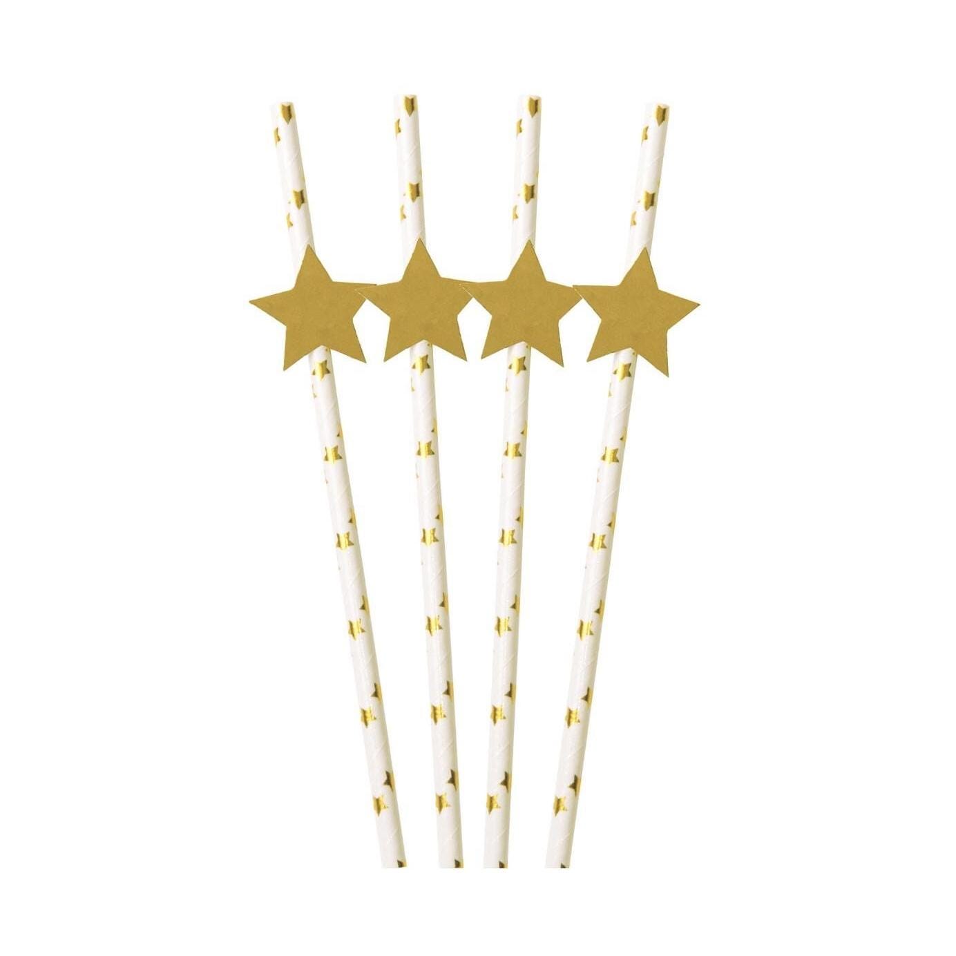 Gold Star Party Straws 12ct - Stesha Party