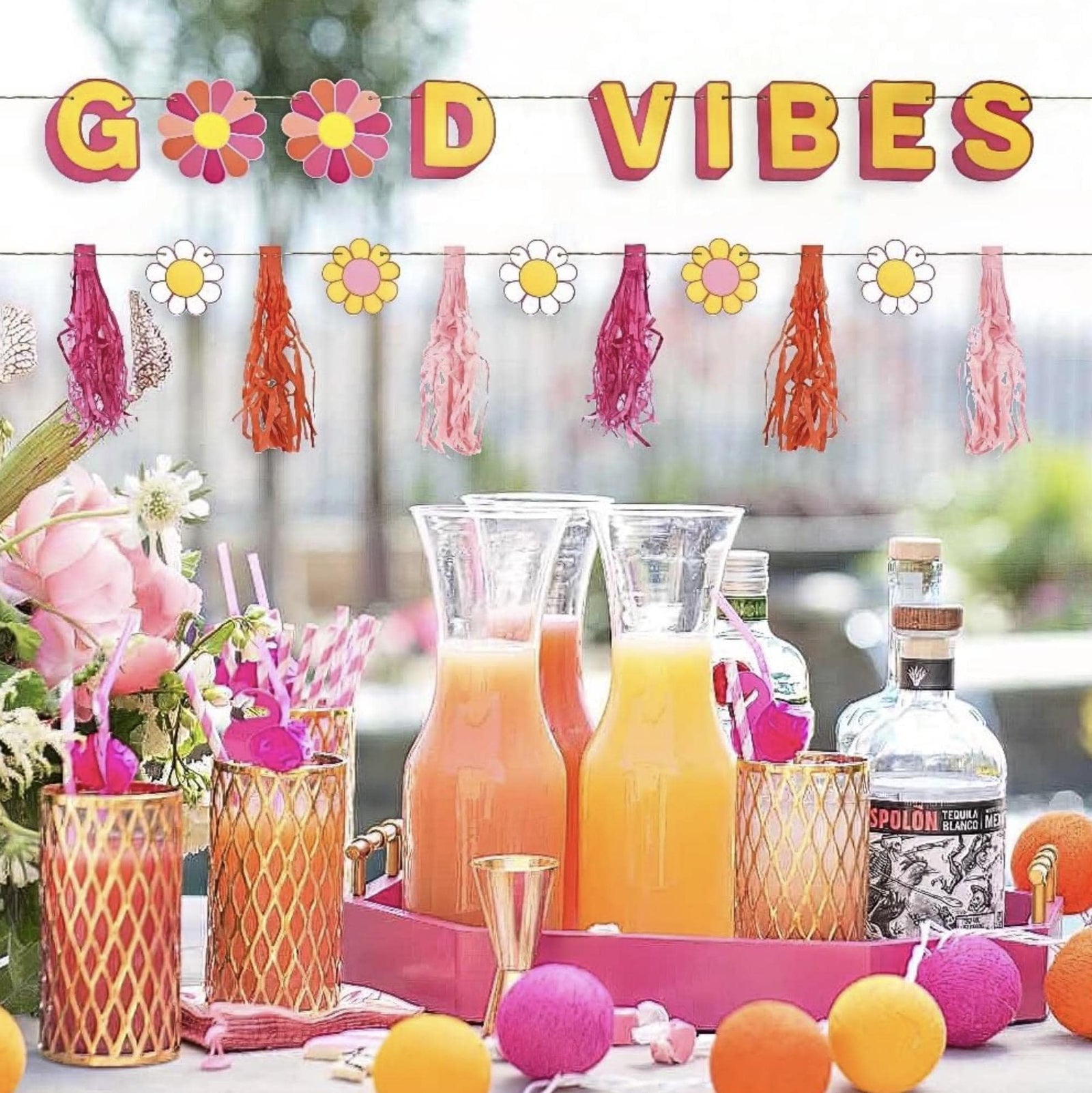 Good Vibes Banner Daisy Garland Set - Stesha Party