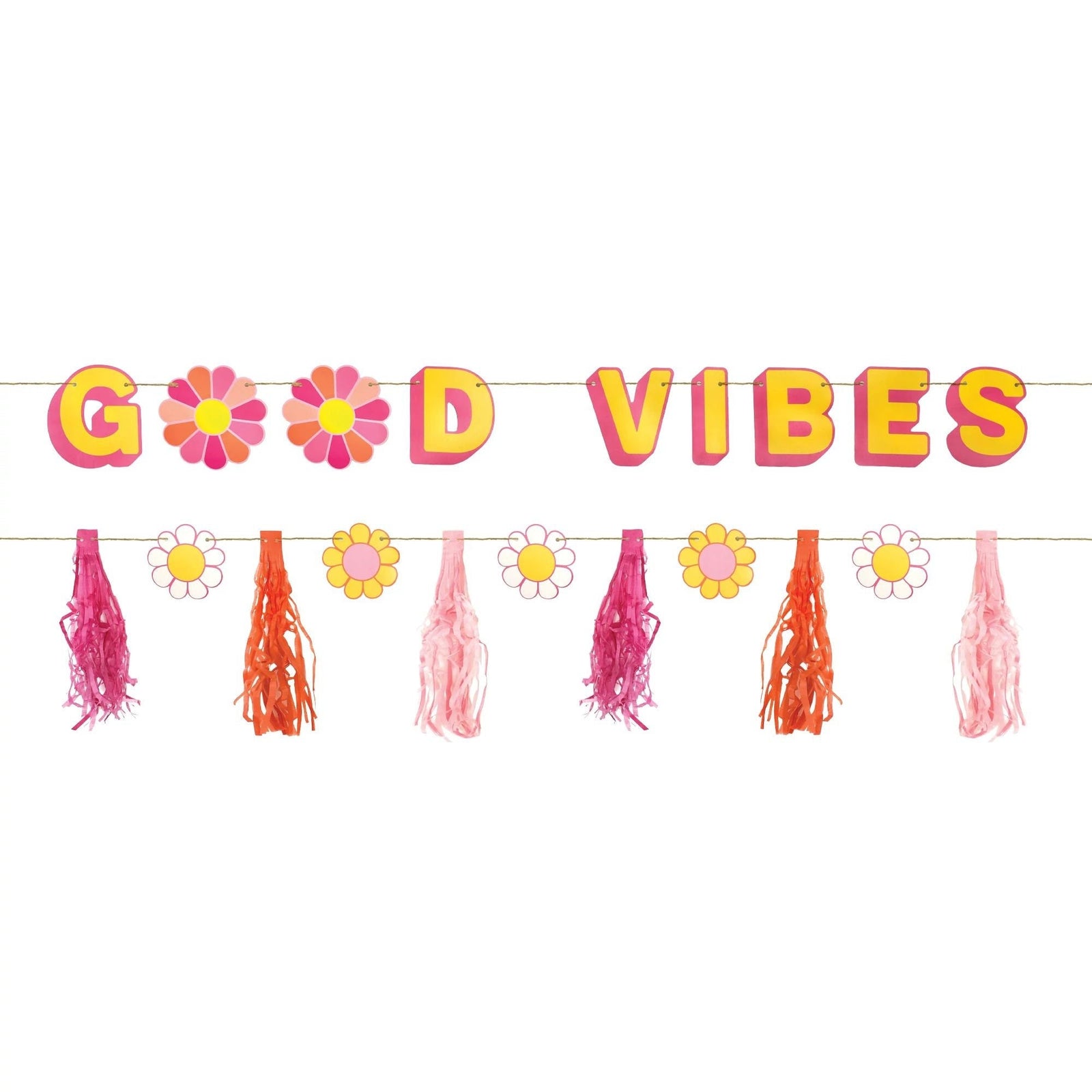 Good Vibes Banner Daisy Garland Set - Stesha Party