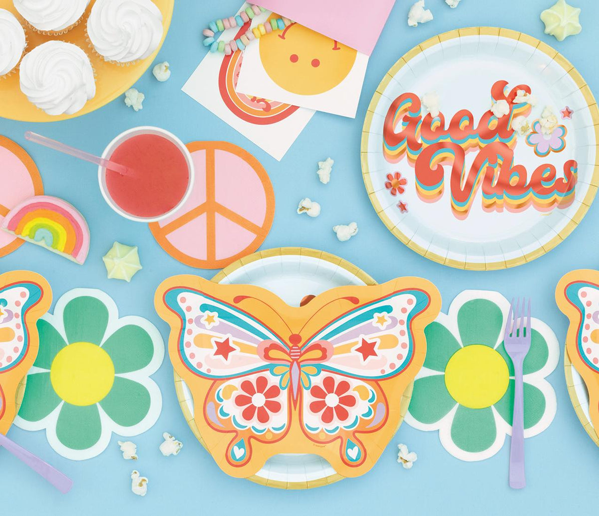 Good Vibes Paper Plates 8ct - Stesha Party