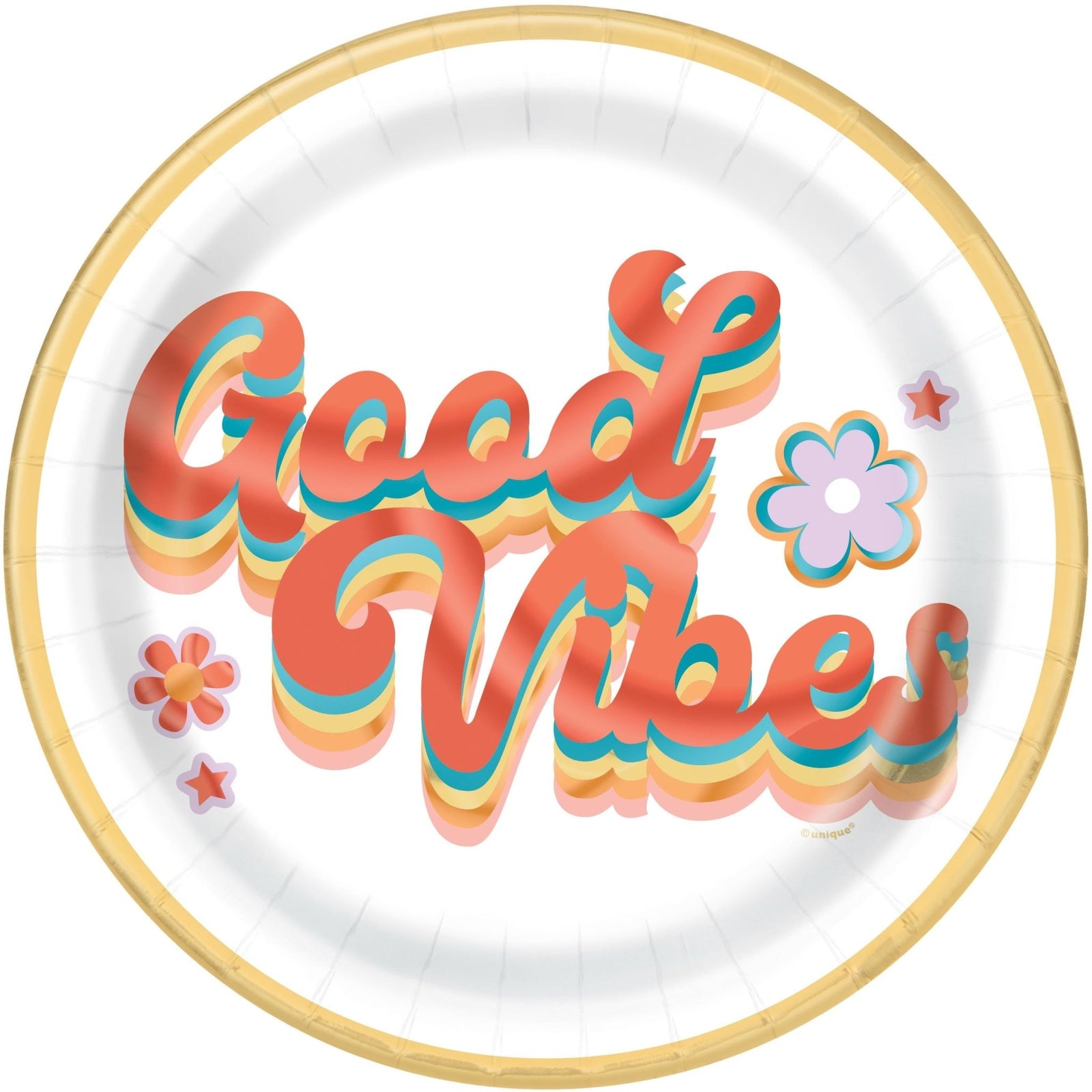 Good Vibes Paper Plates 8ct - Stesha Party