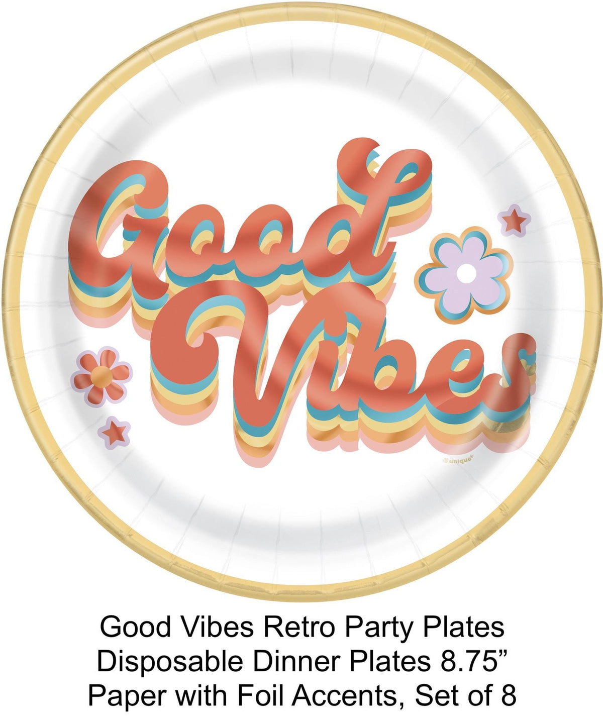 Good Vibes Paper Plates 8ct - Stesha Party