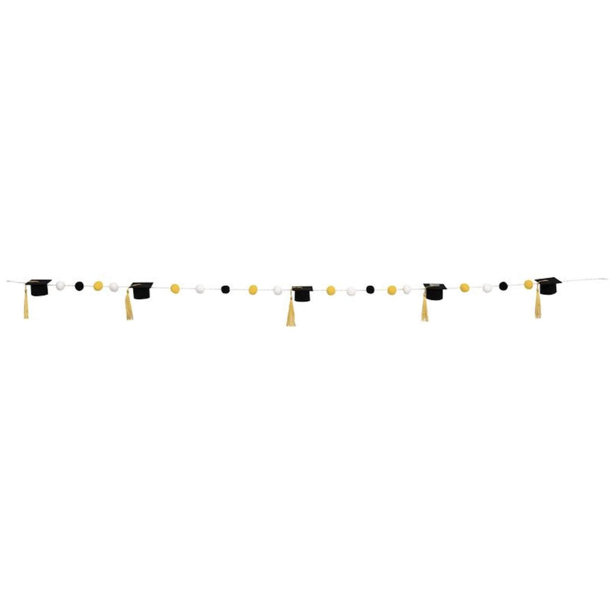 Grad Cap Pom Pom Garland Banner - Stesha Party