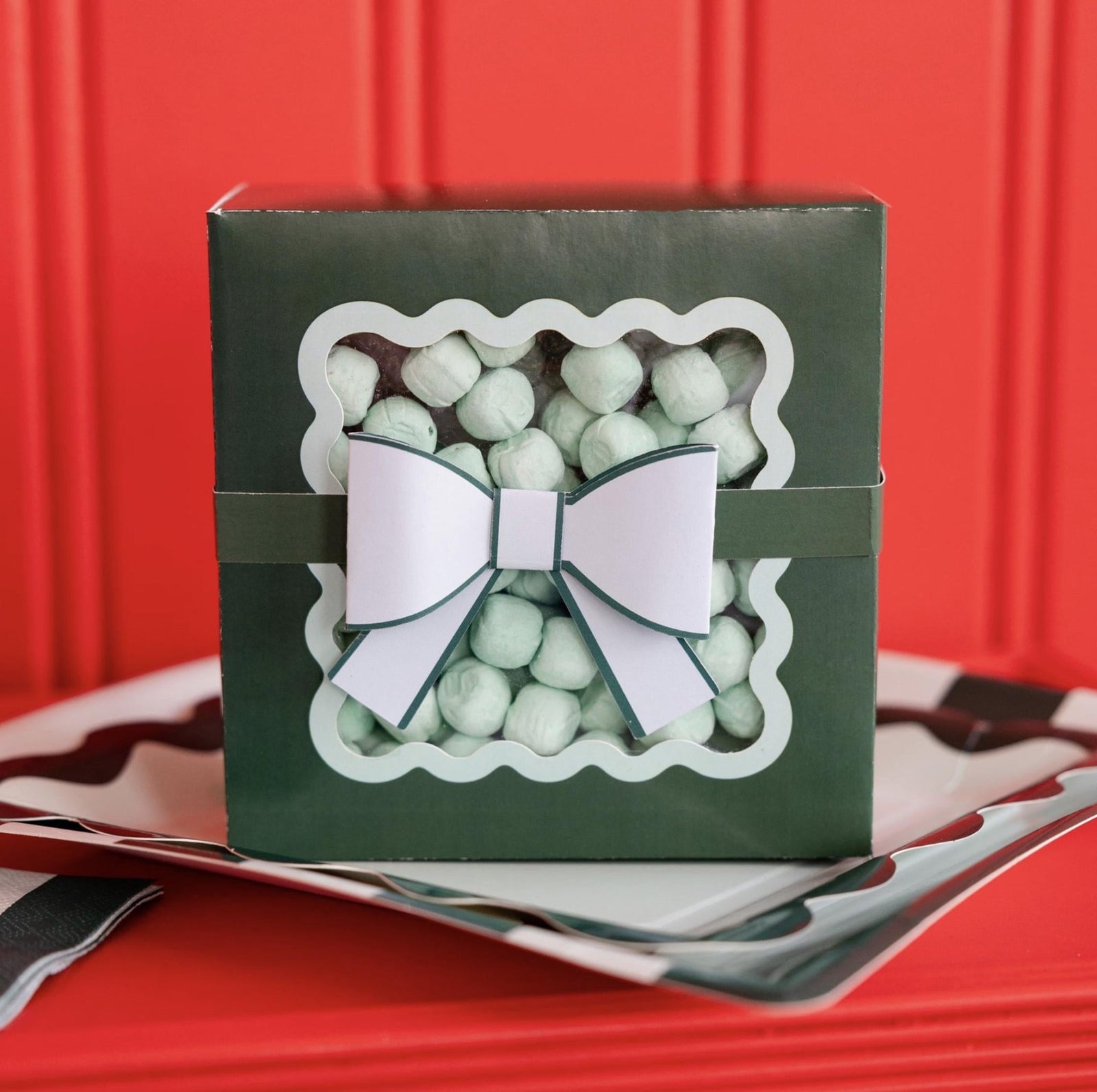 Green Bow Cookie Boxes 6ct - Stesha Party