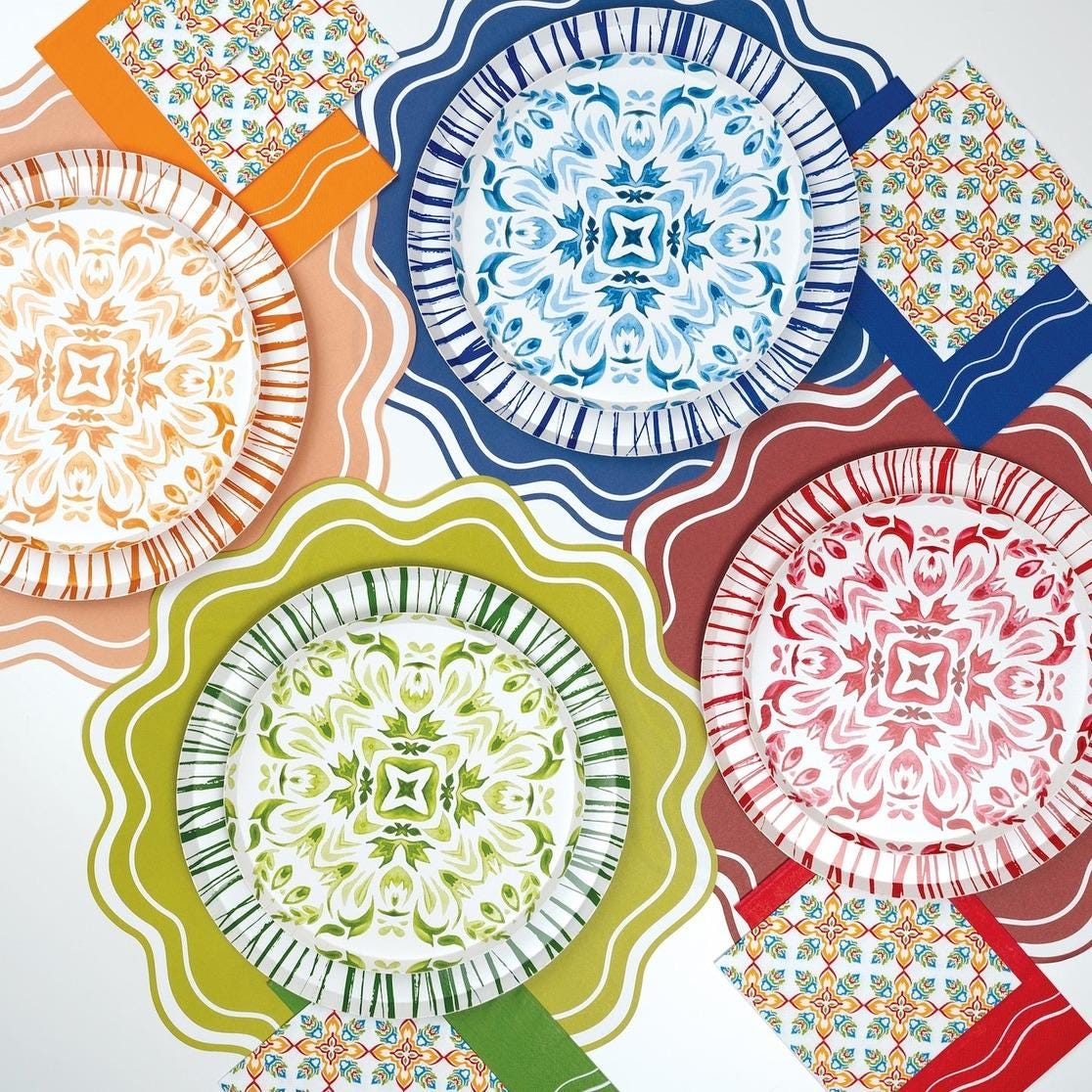 Green Burst Paper Plates 8ct - Stesha Party