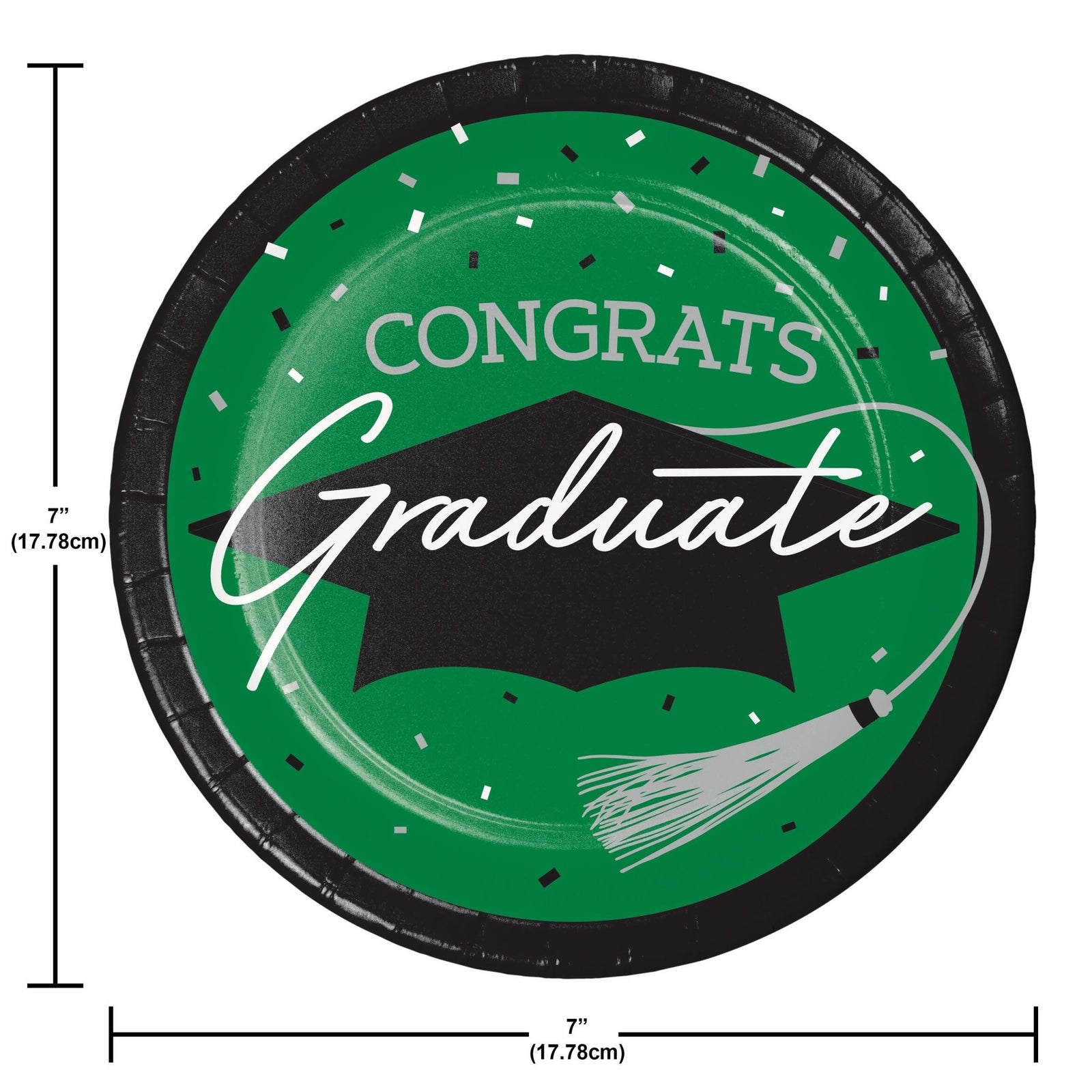 Green Graduation Paper Cake Plates 18ct - Stesha Party
