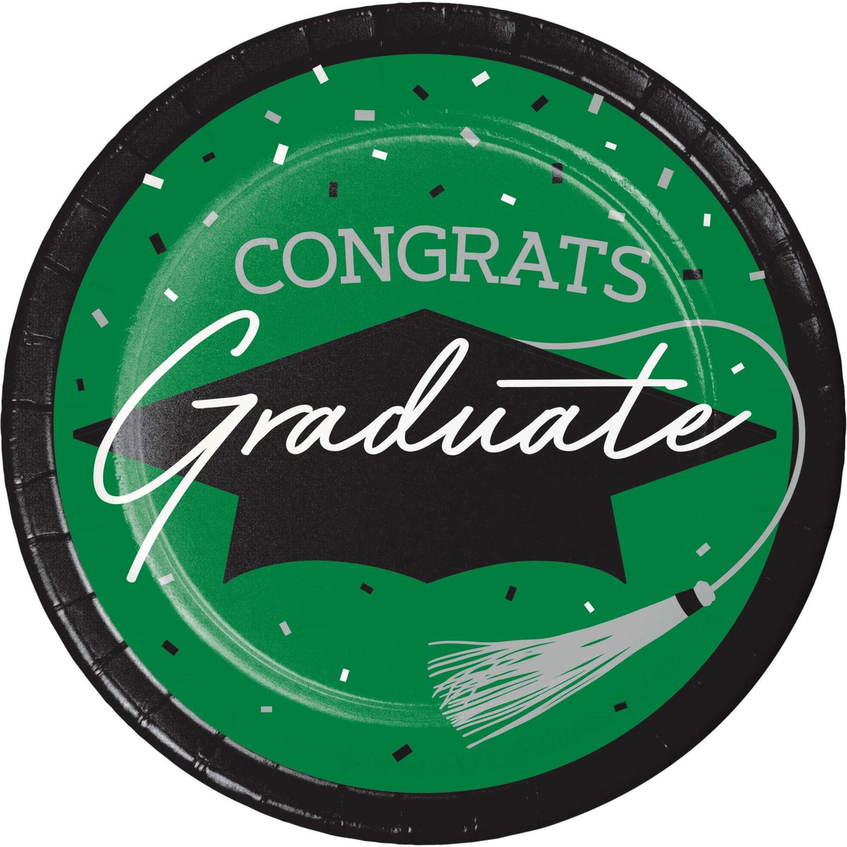 Green Graduation Paper Cake Plates 18ct - Stesha Party