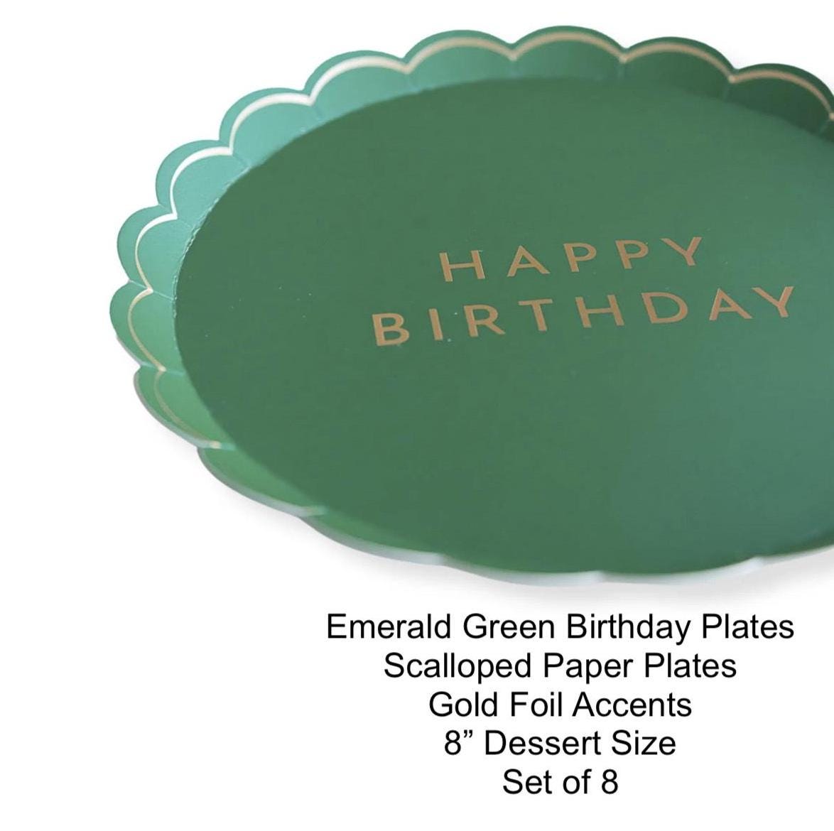 Green Happy Birthday Paper Plates 8ct - Stesha Party