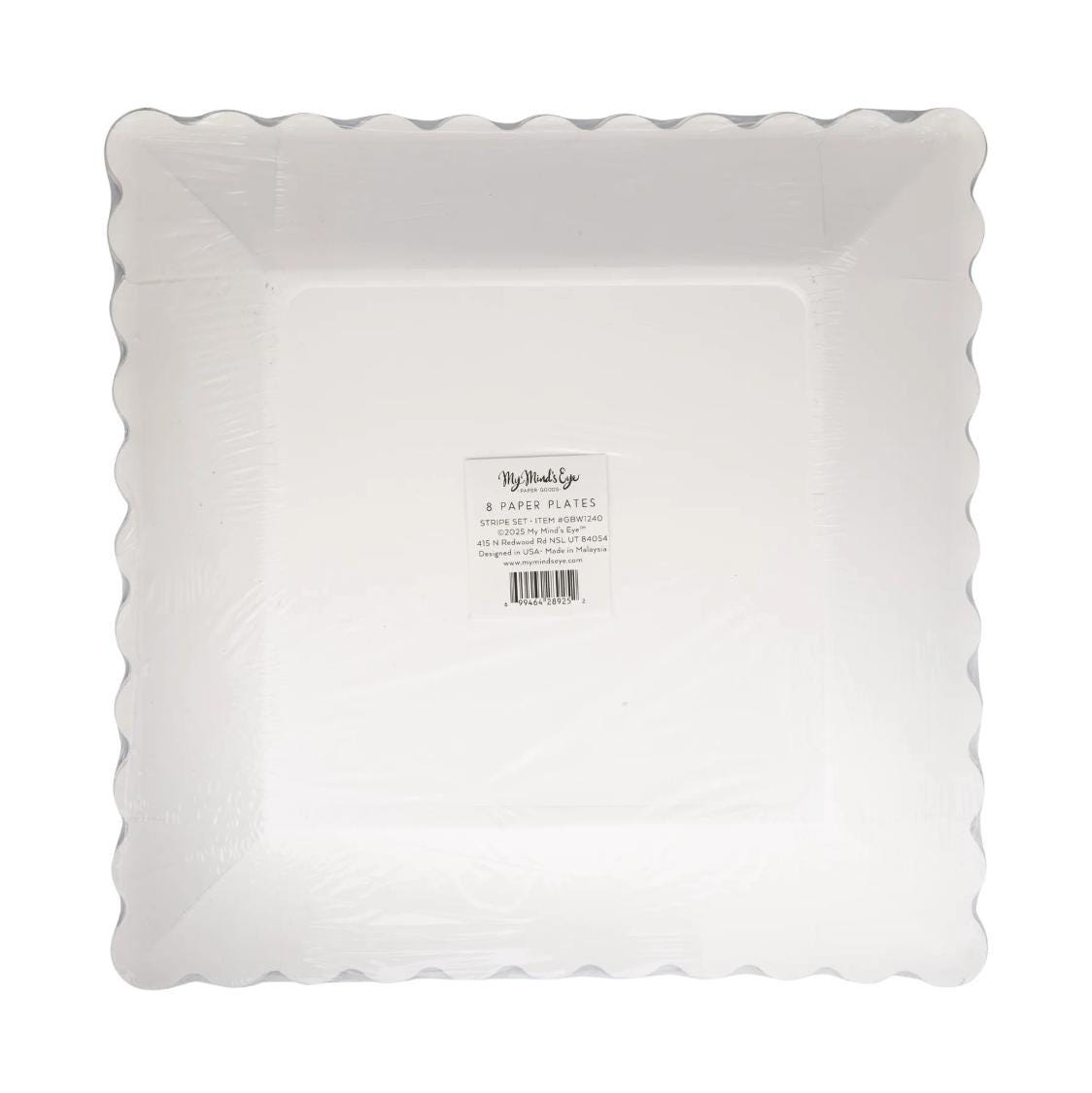 Green & Pink Stripe Plates 8ct - Stesha Party