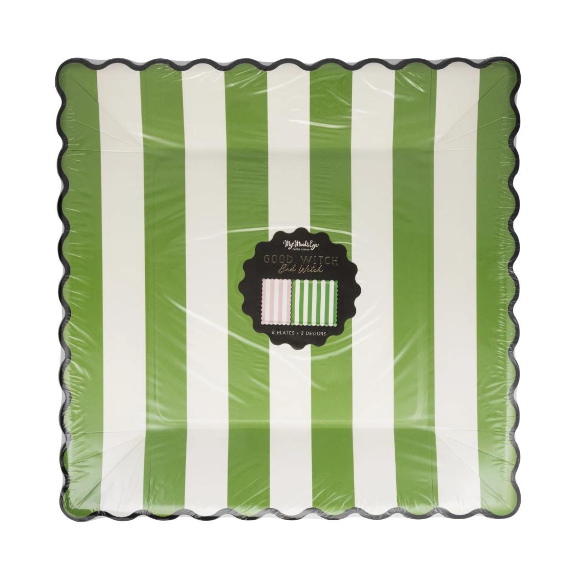 Green & Pink Stripe Plates 8ct - Stesha Party