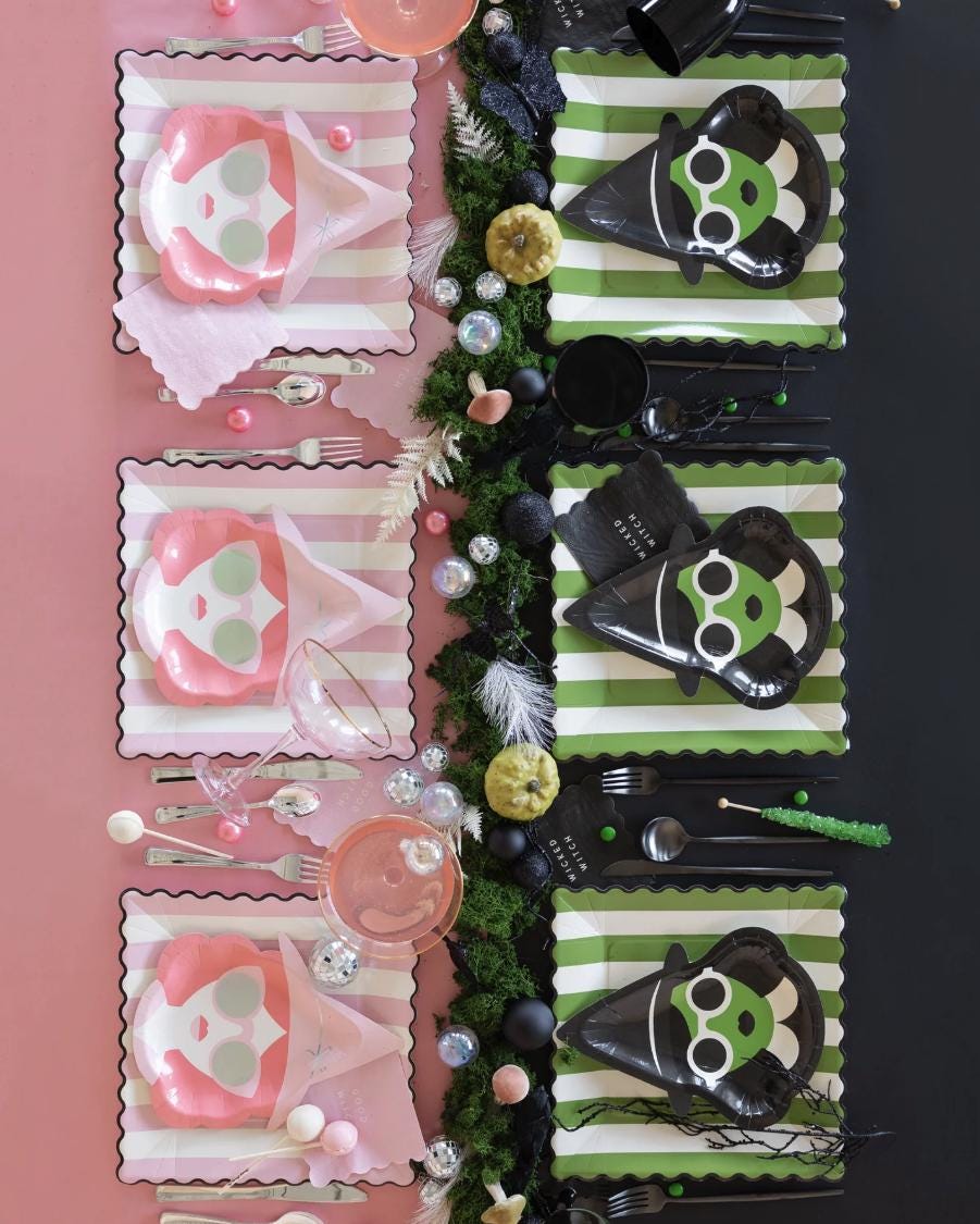 Green & Pink Stripe Plates 8ct - Stesha Party