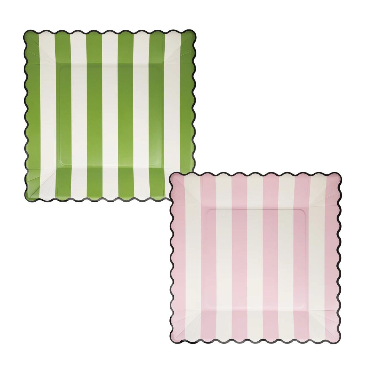 Green & Pink Stripe Plates 8ct - Stesha Party