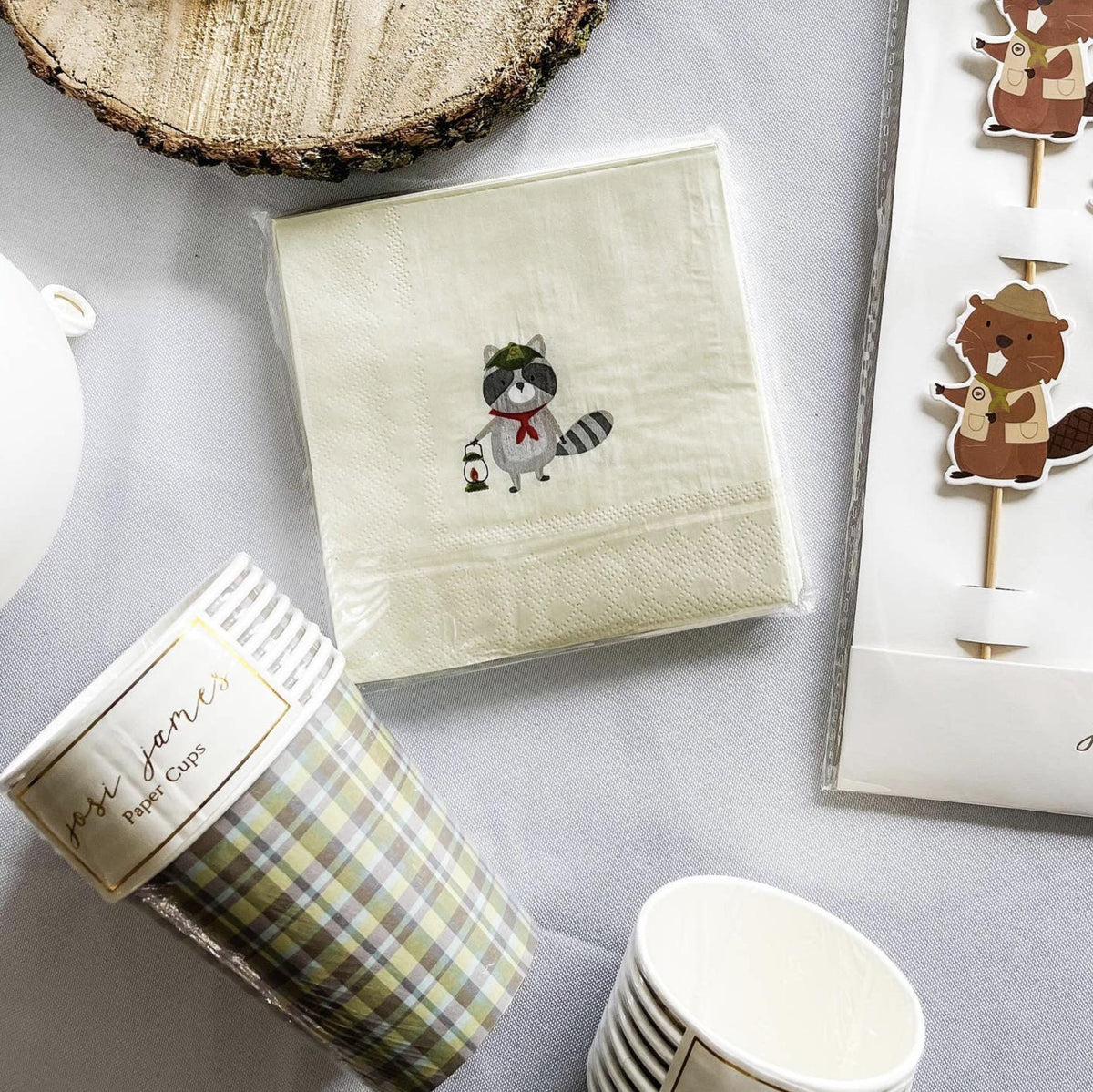 Green Plaid Paper Cups 9oz 8ct - Stesha Party