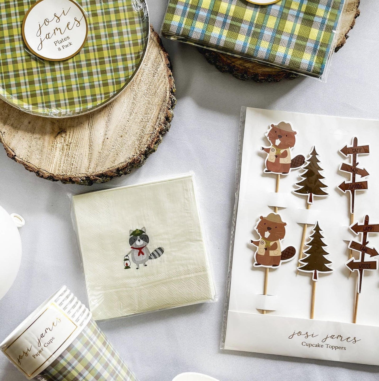 Green Plaid Paper Dessert Plates 8ct - Stesha Party