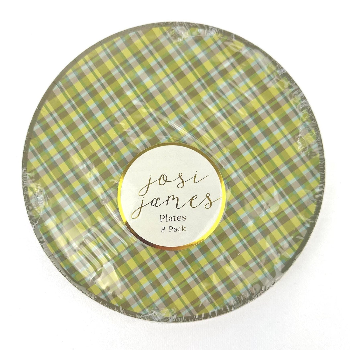 Green Plaid Paper Dessert Plates 8ct - Stesha Party