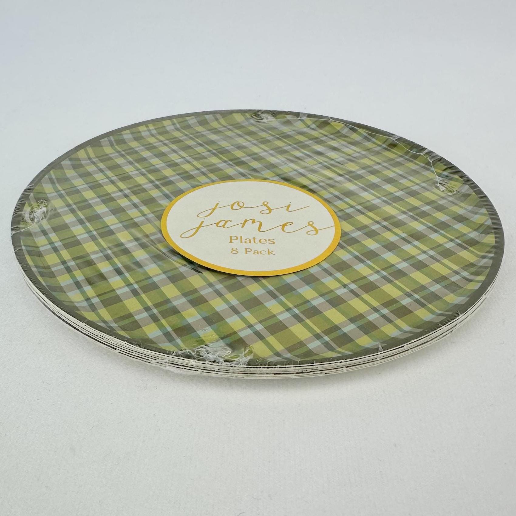 Green Plaid Paper Dessert Plates 8ct - Stesha Party
