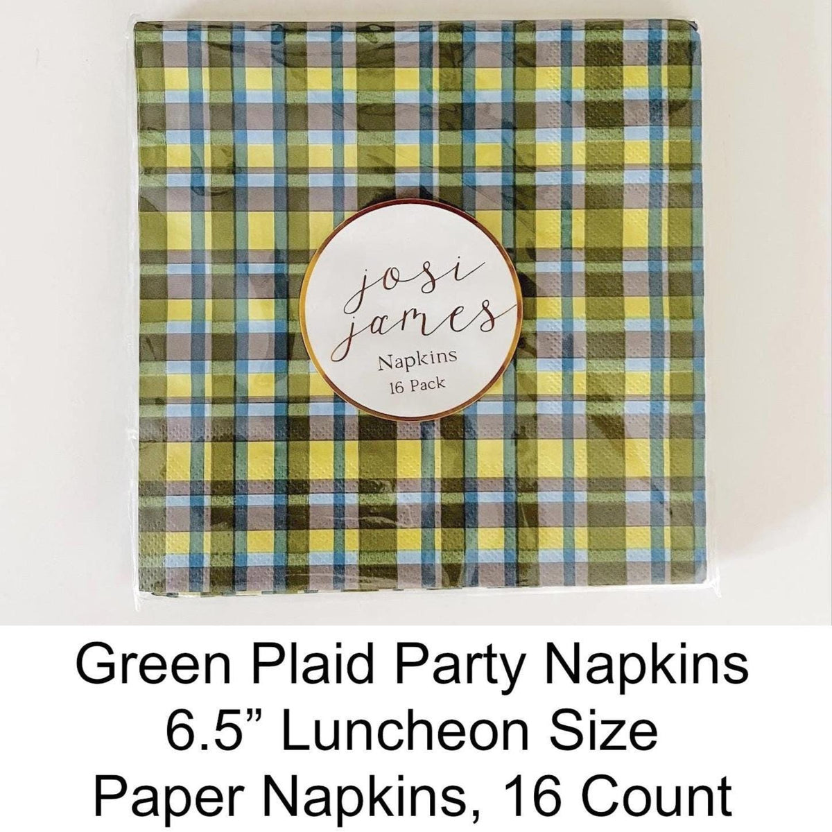 Green Plaid Paper Napkins 16ct - Stesha Party