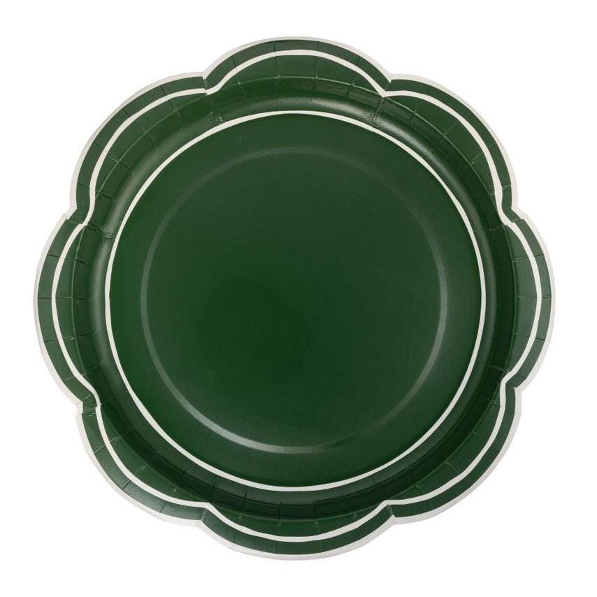 Green Scalloped Dinner Plates 8ct - Stesha Party