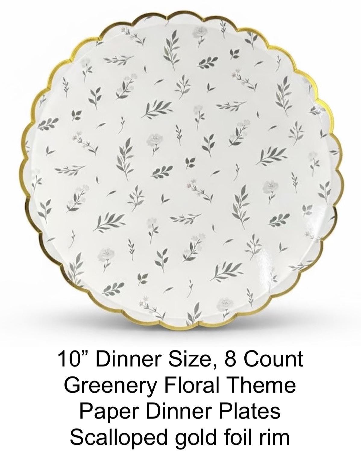 Greenery Gold Foil Plates 8ct - Stesha Party