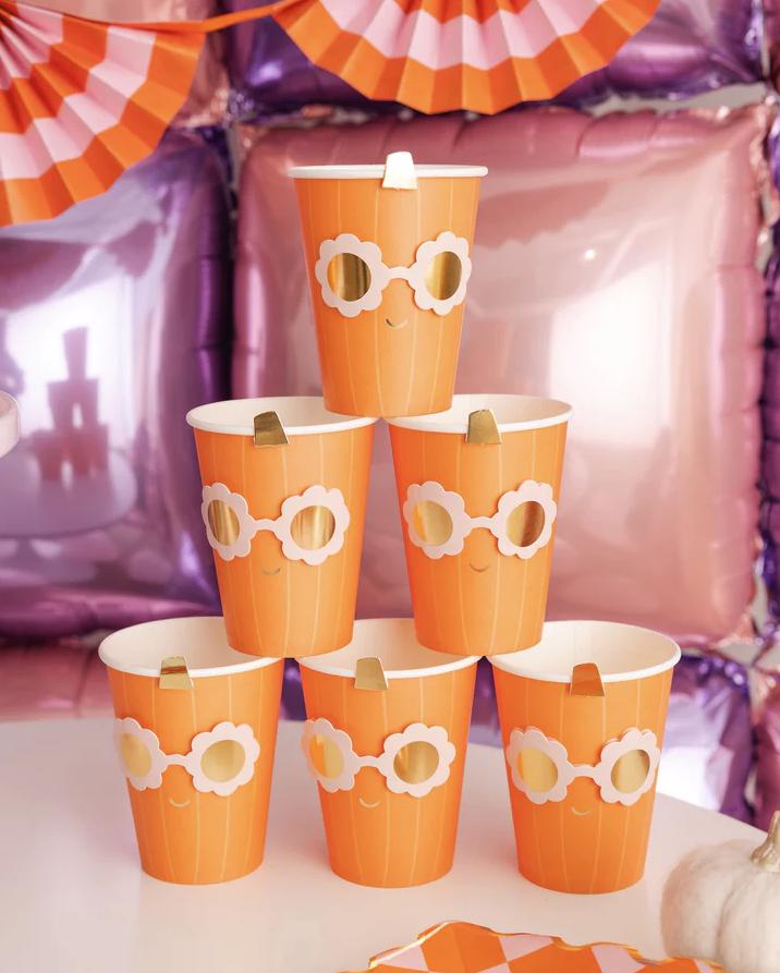 Groovy Pumpkin Party Cups 8ct - Stesha Party