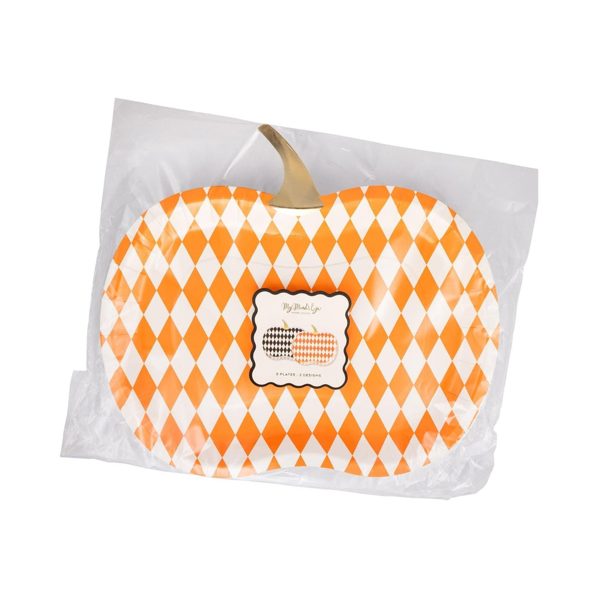 Harlequin Pumpkin Paper Plates - Stesha Party
