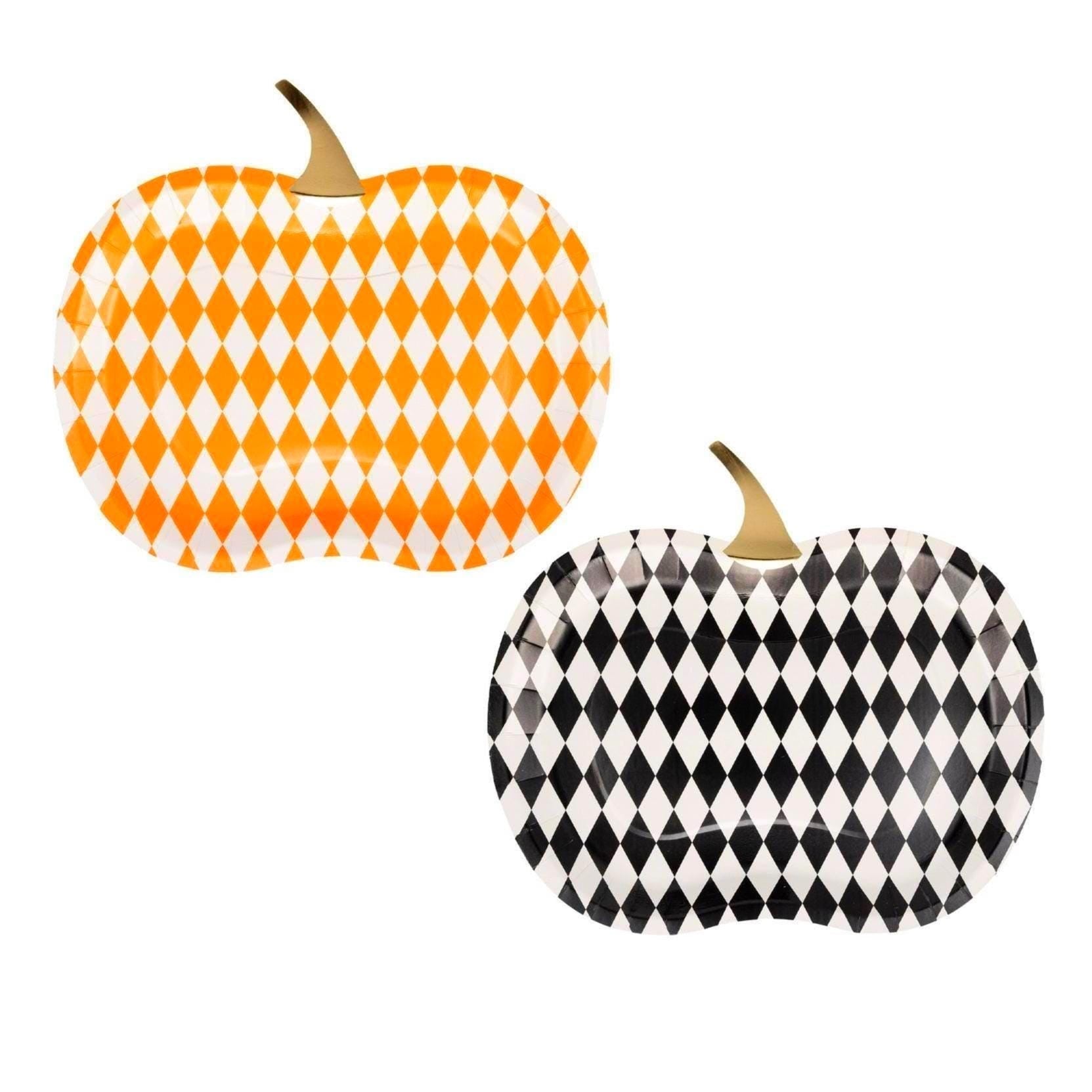 Harlequin Pumpkin Paper Plates - Stesha Party