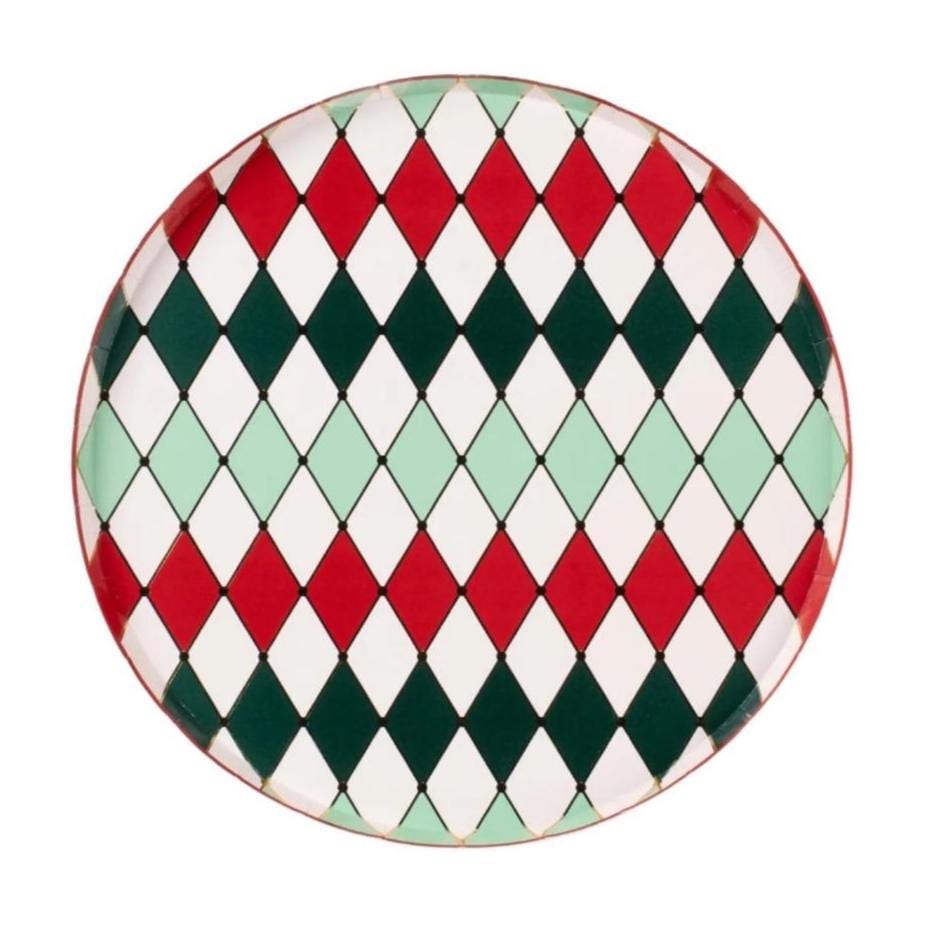 Holiday Harlequin Paper Plates 8ct - Stesha Party