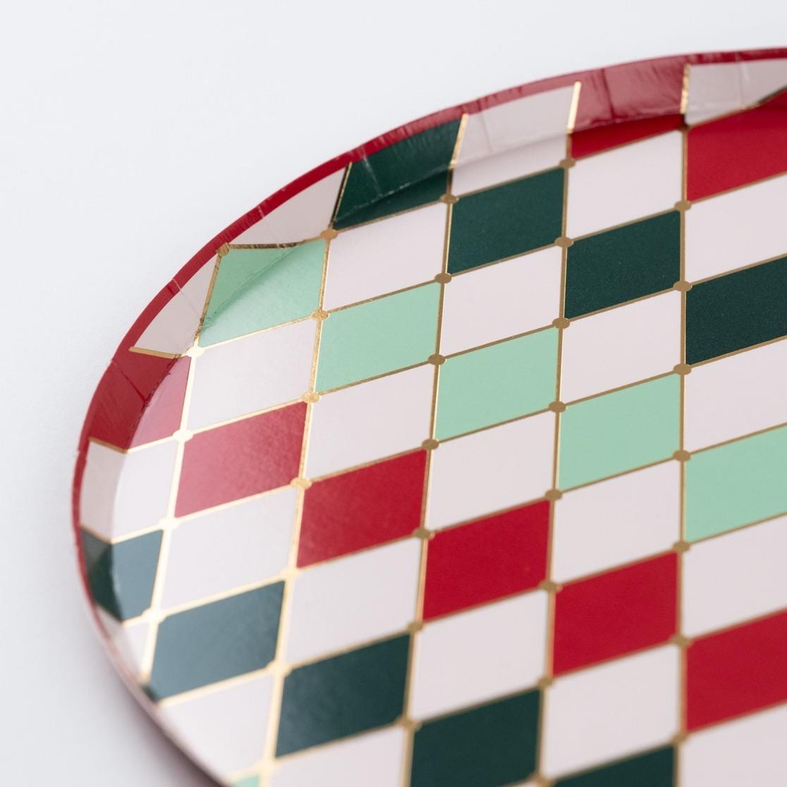 Holiday Harlequin Paper Plates 8ct - Stesha Party