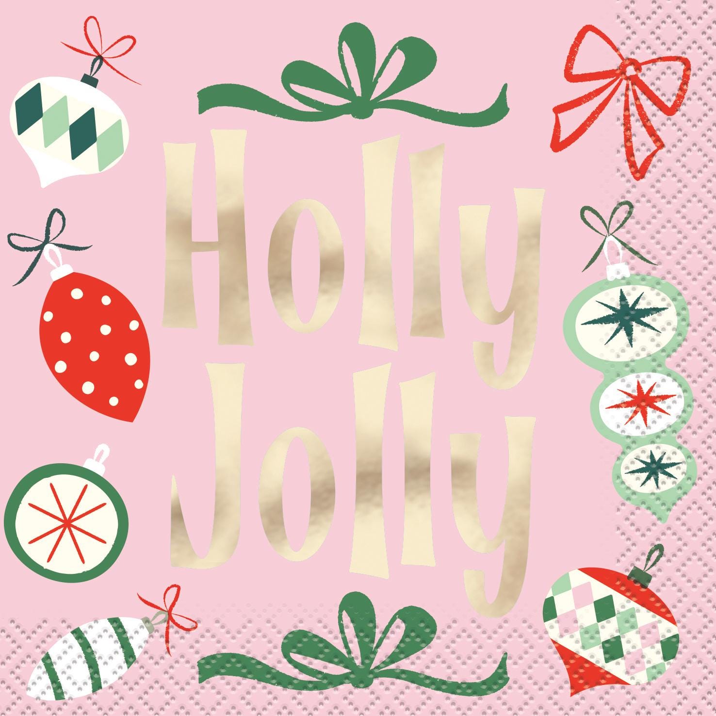 Holly Jolly Beverage Napkins 16ct - Stesha Party