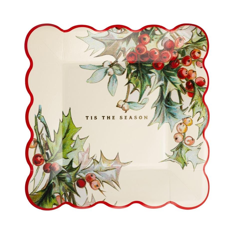 Holly Square Plates 8ct - Stesha Party
