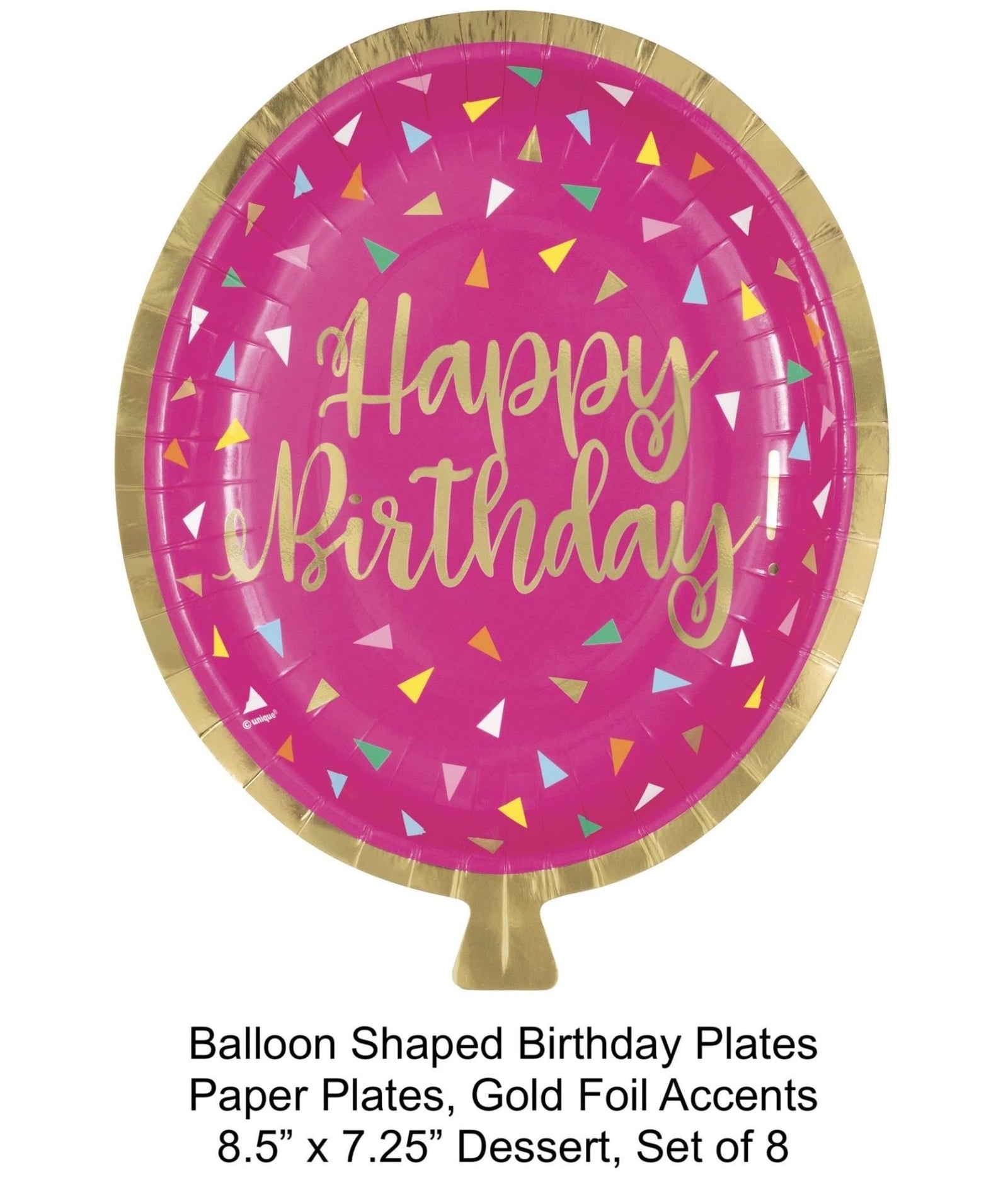 Hot Pink Birthday Balloon Plates 8ct - Stesha Party