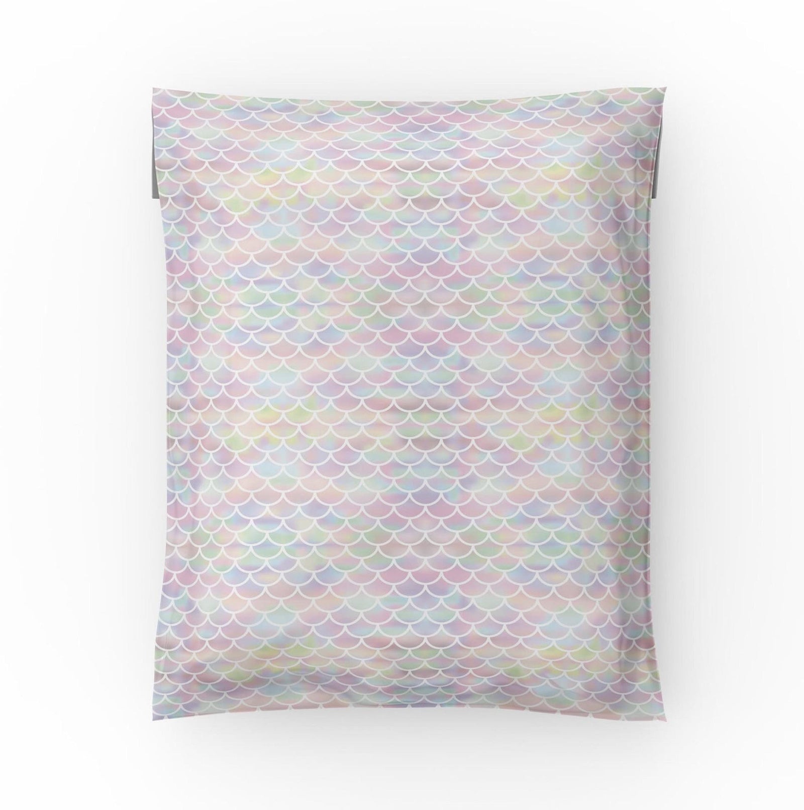 Mermaid poly mailer 10x13 with pastel pink, purple and blue mermaid scale print