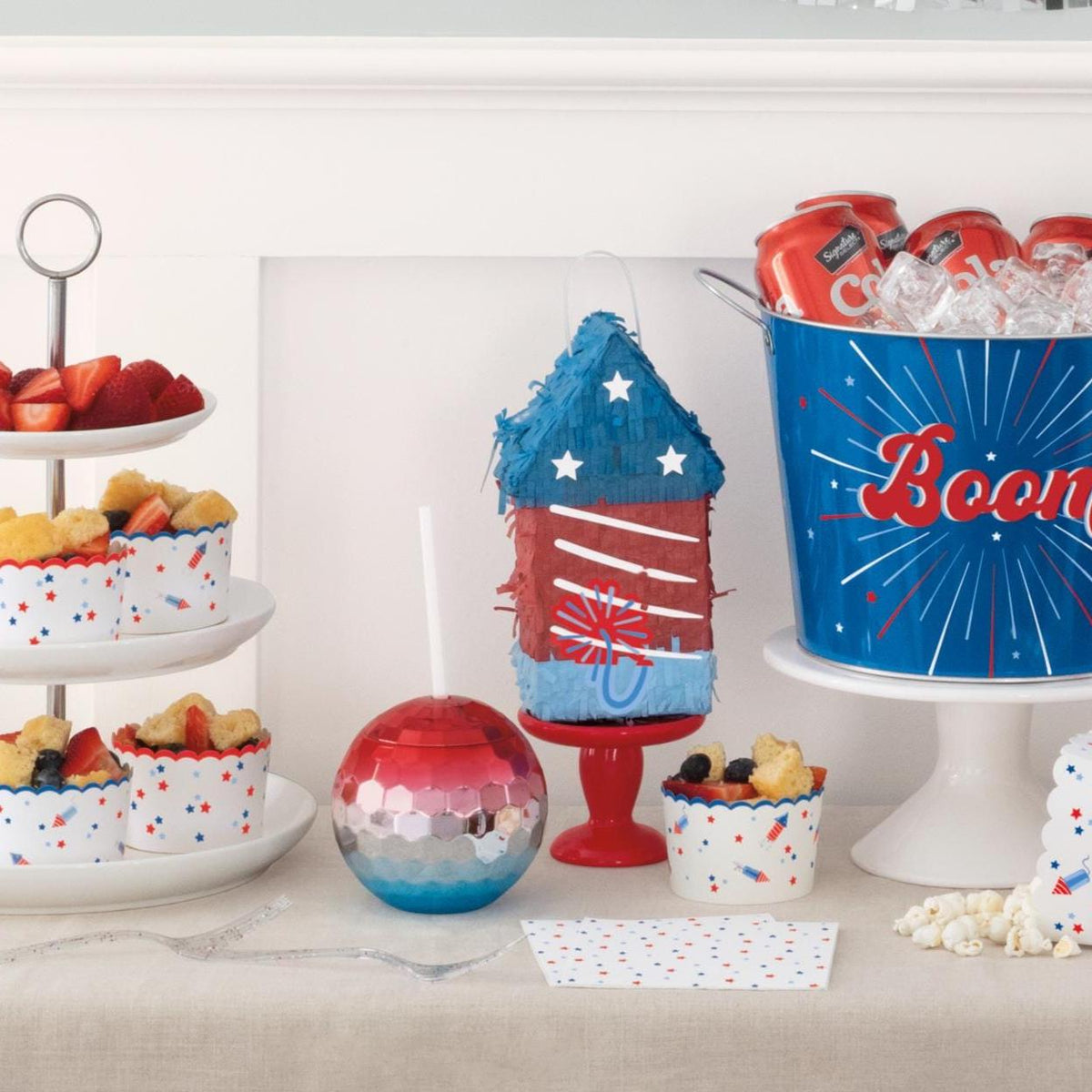 Mini Firework Piñata – 4th of July Red White & Blue Party Decoration Patriotic Theme 4th of July Stars and Stripes Americana Party Decor