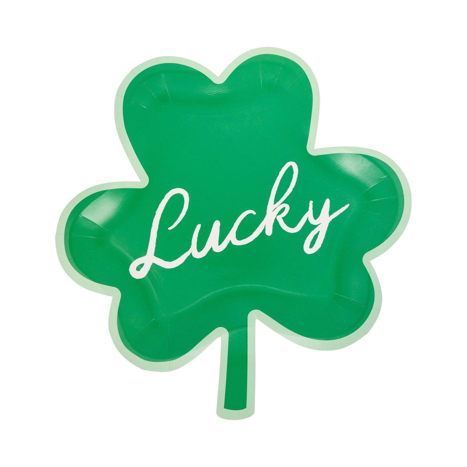 Lucky Shamrock Shaped Plates 8ct - St Patrick’s Day Party Plates, Green Clover Paper Plates for Irish Party, Lucky One Birthday, Table Decor
