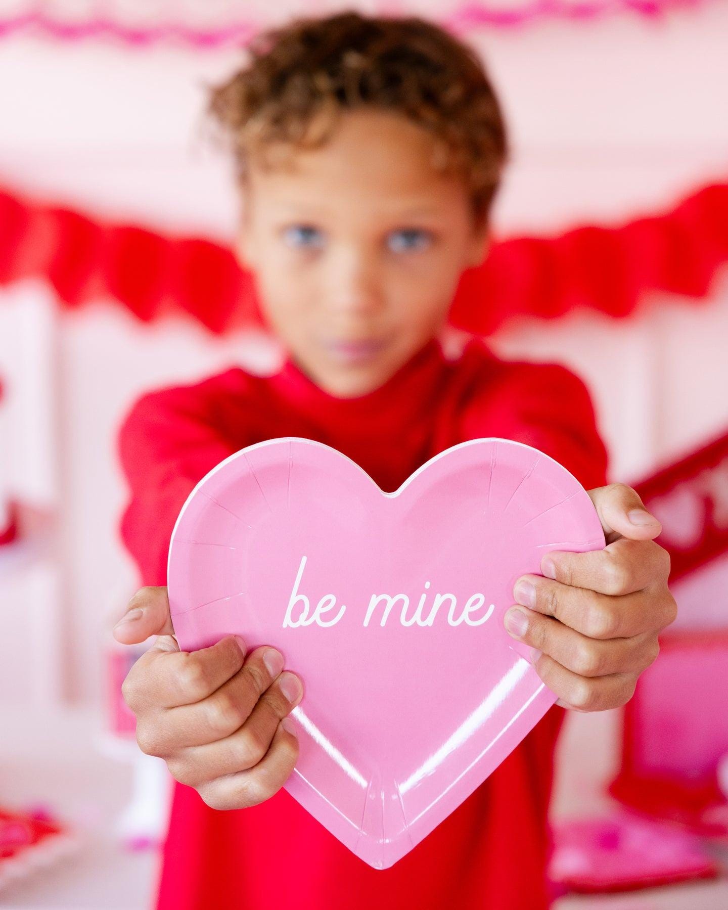 Valentine Heart Shaped Dessert Plates 8ct, Conversation Heart Party Plates, Kids Valentines Party Tableware, Love Theme Plates, 7 inch