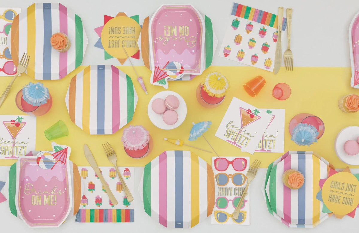 Pastel Drink Umbrellas 25ct Cocktail Picks, Pink Blue Yellow Paper Umbrella Picks, Tropical Party Decor, Luau Bar Drinks Garnish