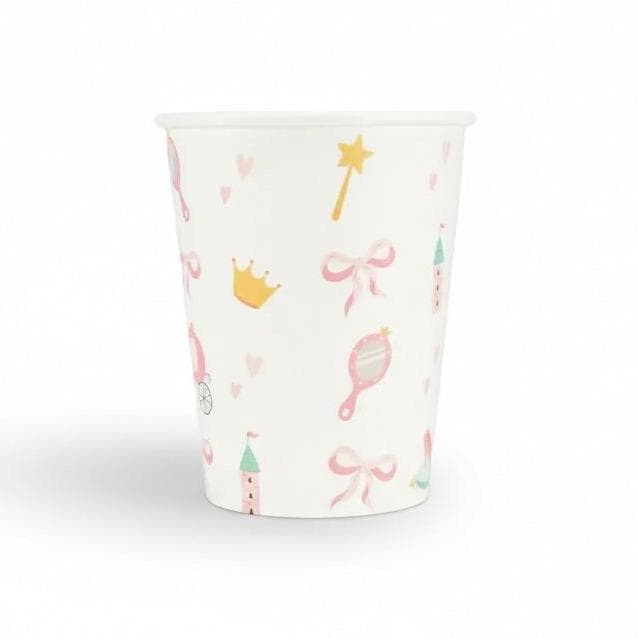Princess Party Cups 8ct, Fairytale Birthday Cups, Pink Princess Paper Cups, Castle Carriage Party Supplies, Girls Birthday Decor, 9oz Cups