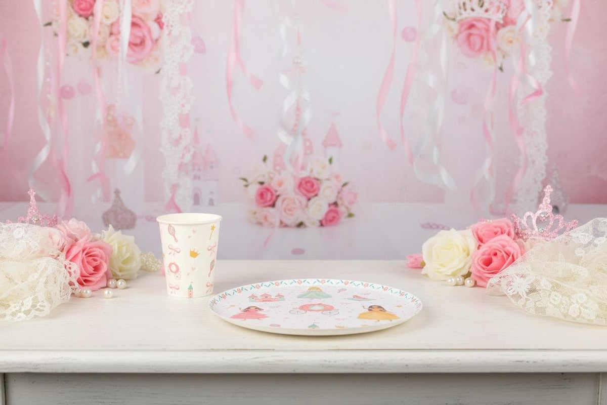 Princess Party Plates, Royal Birthday Dessert Plates, Fairytale Party Supplies, Castle Party Decor, Paper Tableware 8 Count