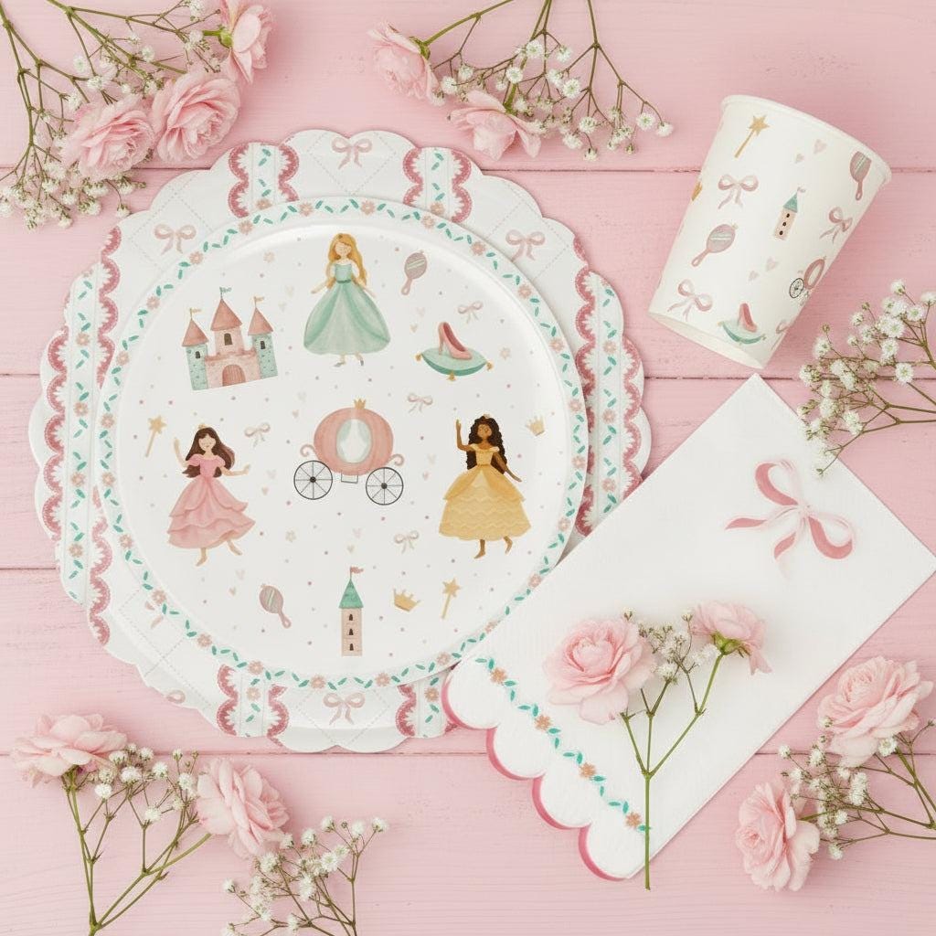Princess Party Cups 8ct, Fairytale Birthday Cups, Pink Princess Paper Cups, Castle Carriage Party Supplies, Girls Birthday Decor, 9oz Cups