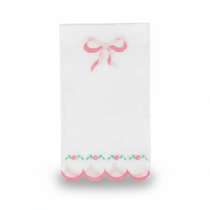 Pink Bow Party Napkins, Coquette Birthday Napkins, Princess Party Supplies, Tea Party Decorations, Floral Scalloped Napkins, 16 Count